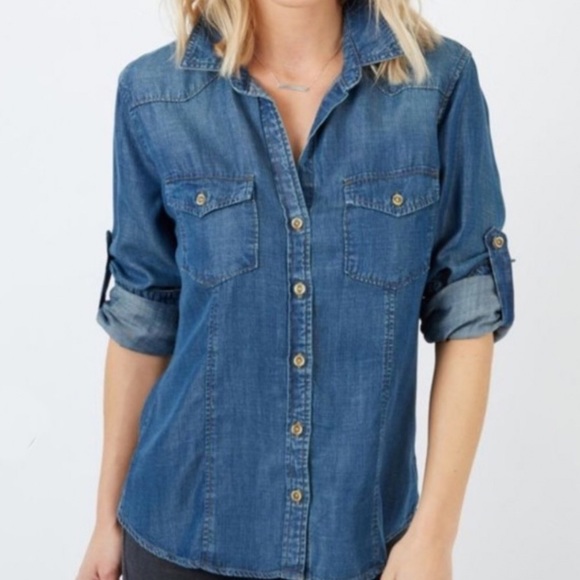 Anthropologie Tops - Anthro cloth & stone tencel denim shirt medium